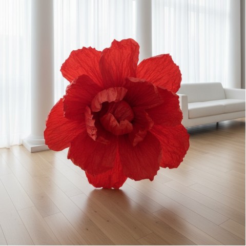 Цветок  из бумаги "Абстракция" красный